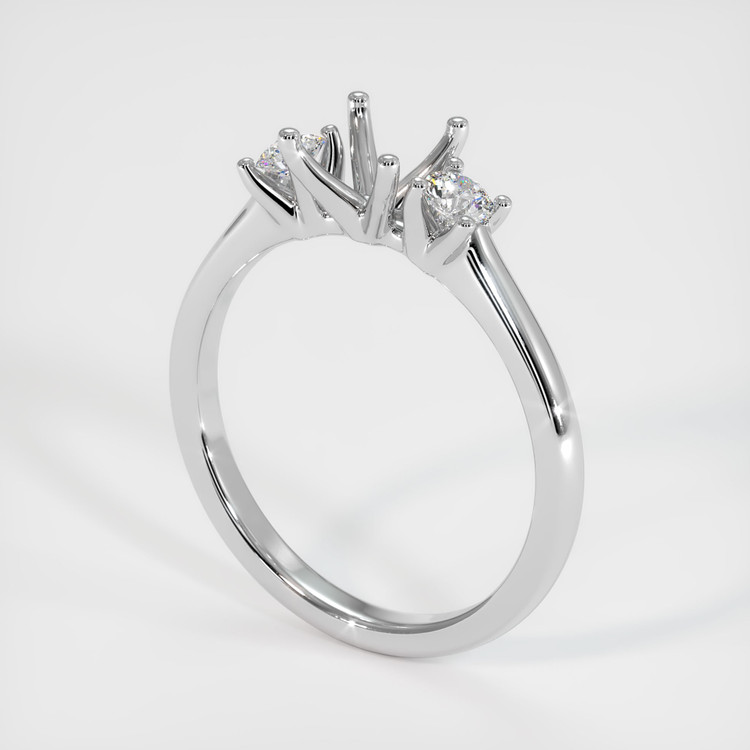 14K White Gold Three Stone Ring Setting
