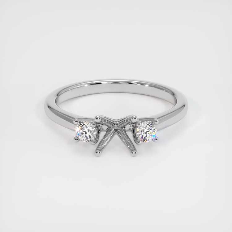 14K White Gold Three Stone Ring Setting