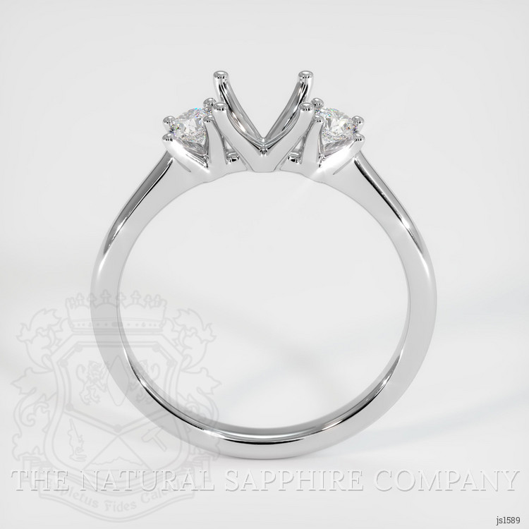 14K White Gold Three Stone Ring Setting