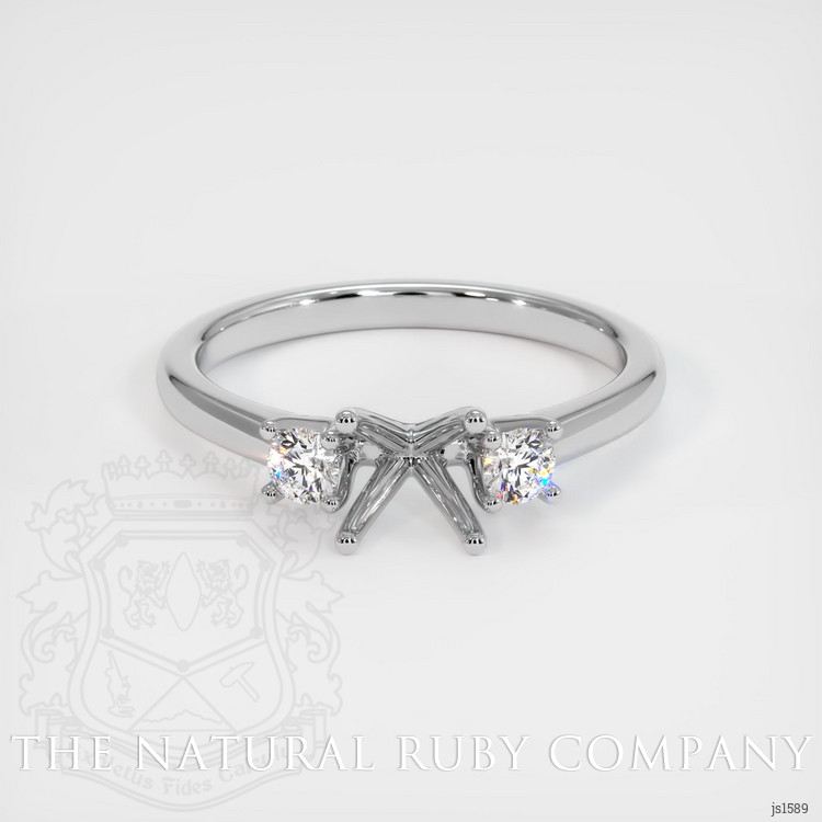 18K White Gold Three Stone Ring Setting