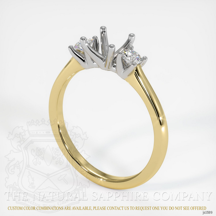 14K White & Yellow Three Stone Ring Setting