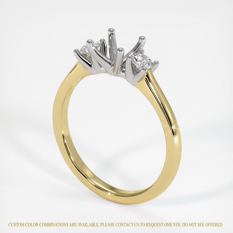 14K White & Yellow Three Stone Ring Setting
