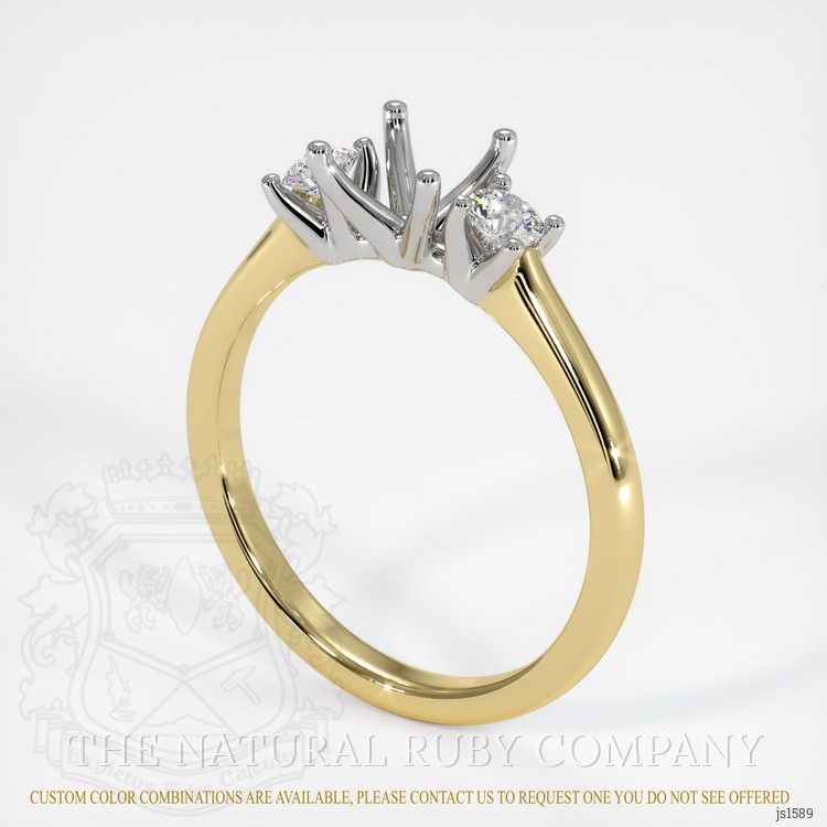 14K White & Yellow Three Stone Ring Setting