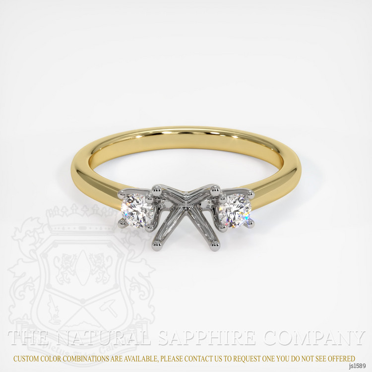 14K White & Yellow Three Stone Ring Setting