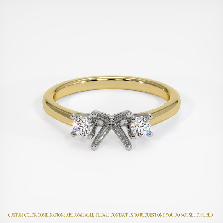14K White & Yellow Three Stone Ring Setting