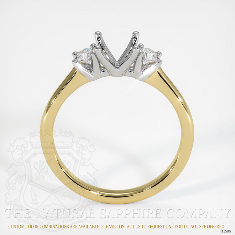 14K White & Yellow Three Stone Ring Setting