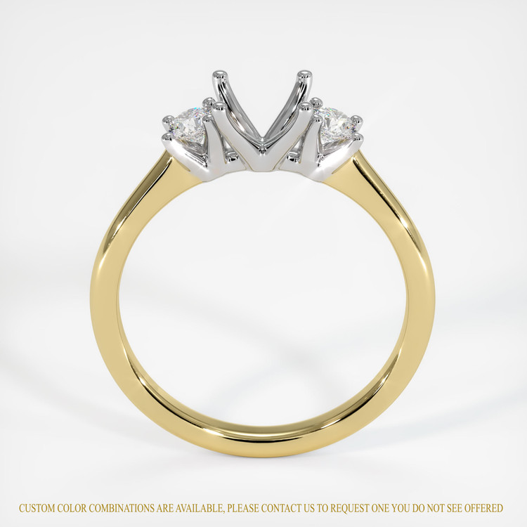 14K White & Yellow Three Stone Ring Setting