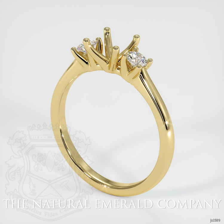 18K Yellow Gold Three Stone Ring Setting