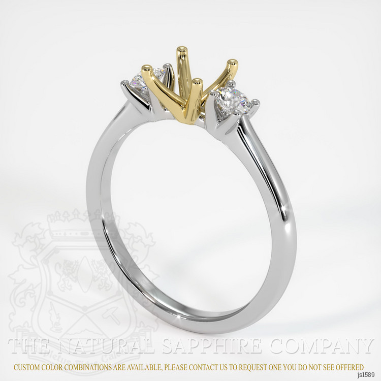 14K Yellow & White Three Stone Ring Setting