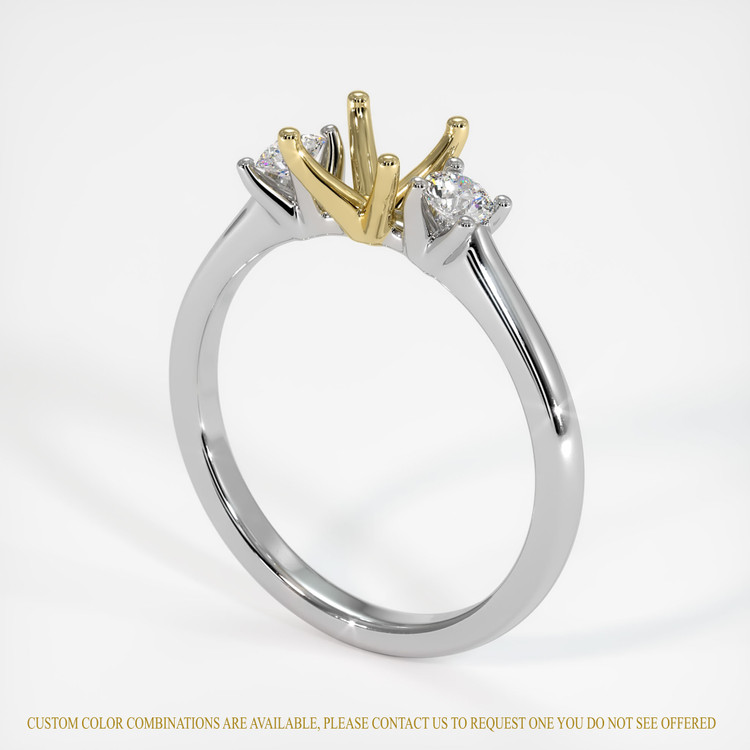 14K Yellow & White Three Stone Ring Setting