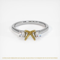 14K Yellow & White Three Stone Ring Setting Image