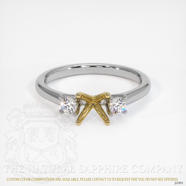 14K Yellow & White Three Stone Ring Setting