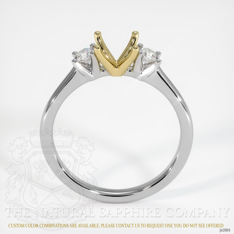 14K Yellow & White Three Stone Ring Setting