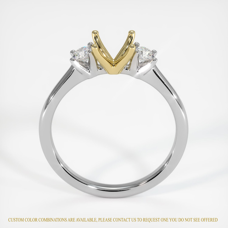 14K Yellow & White Three Stone Ring Setting