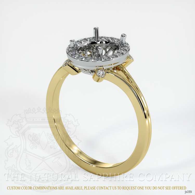 14K White & Yellow Antique Style Ring Setting
