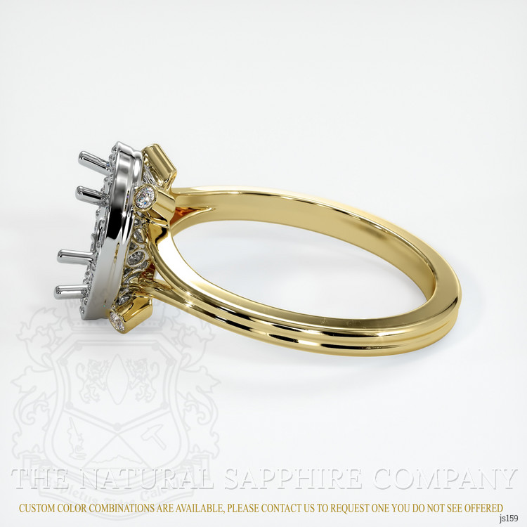 14K White & Yellow Antique Style Ring Setting