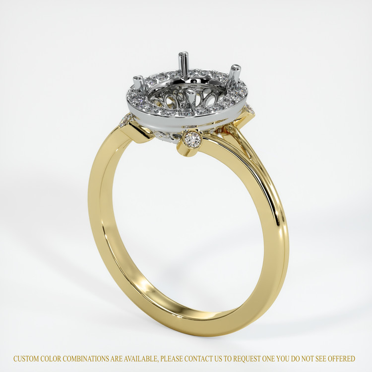 18K White & Yellow Antique Style Ring Setting