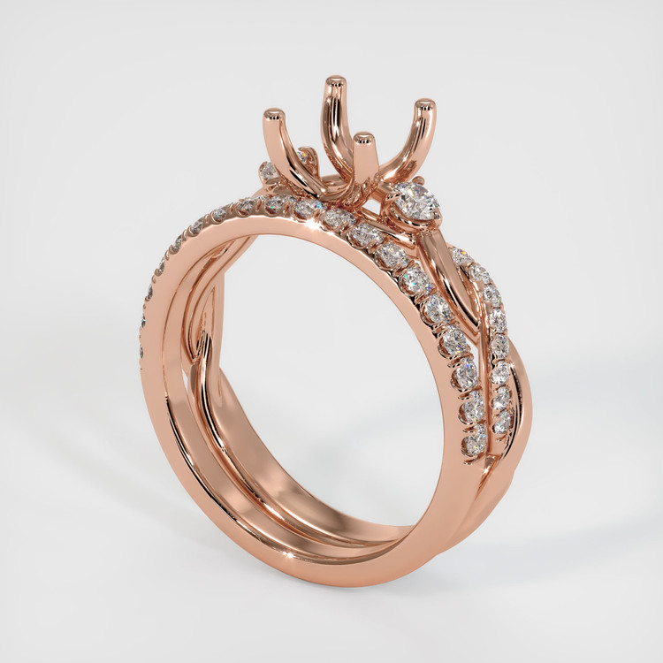 14K Rose Gold Pave Ring Setting