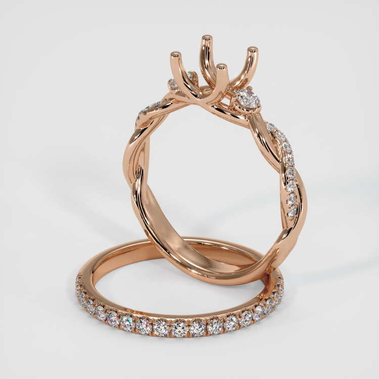 18K Rose Gold Pave Ring Setting