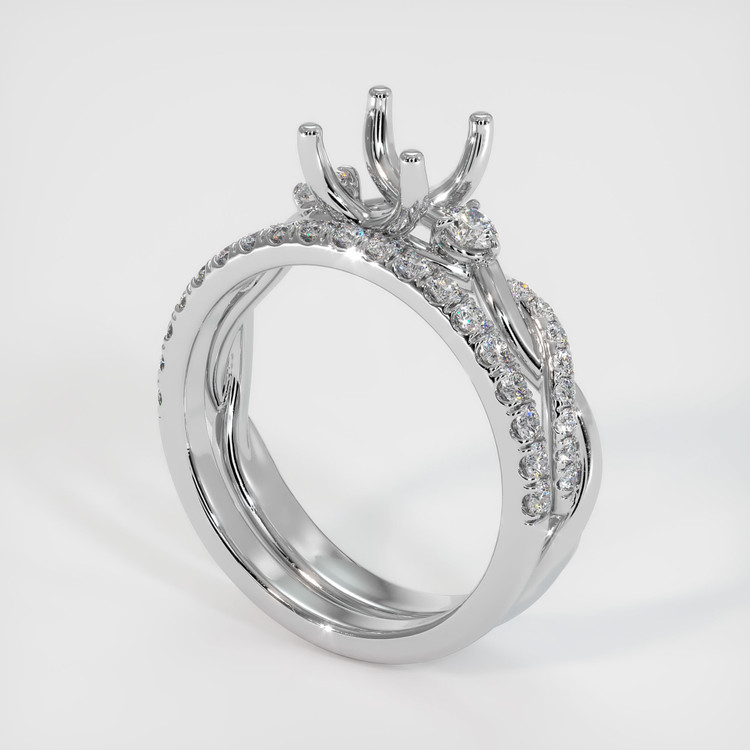 14K White Gold Pave Ring Setting