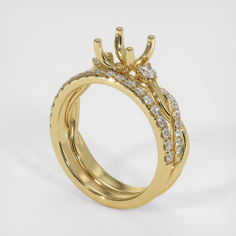 14K Yellow Gold Pave Ring Setting