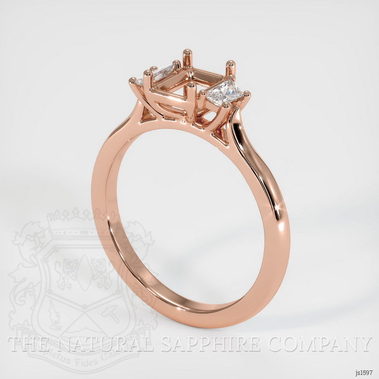 14K Rose Gold Three Stone Ring Setting