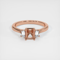 14K Rose Gold Three Stone Ring Setting Image