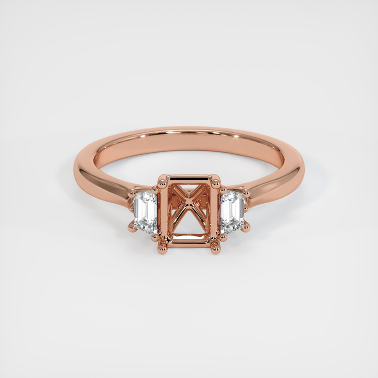 14K Rose Gold Three Stone Ring Setting