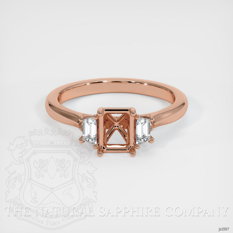 14K Rose Gold Three Stone Ring Setting