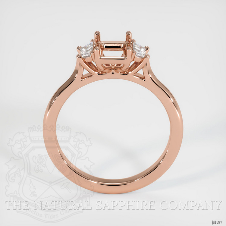 14K Rose Gold Three Stone Ring Setting
