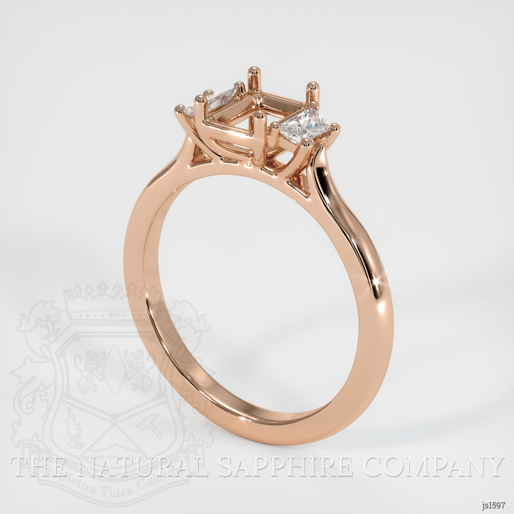 18K Rose Gold Three Stone Ring Setting