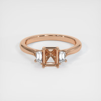 18K Rose Gold Three Stone Ring Setting Image