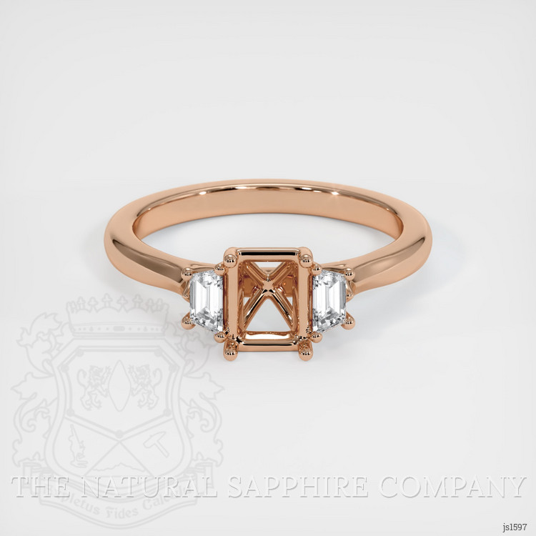 18K Rose Gold Three Stone Ring Setting