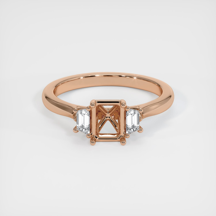 18K Rose Gold Three Stone Ring Setting