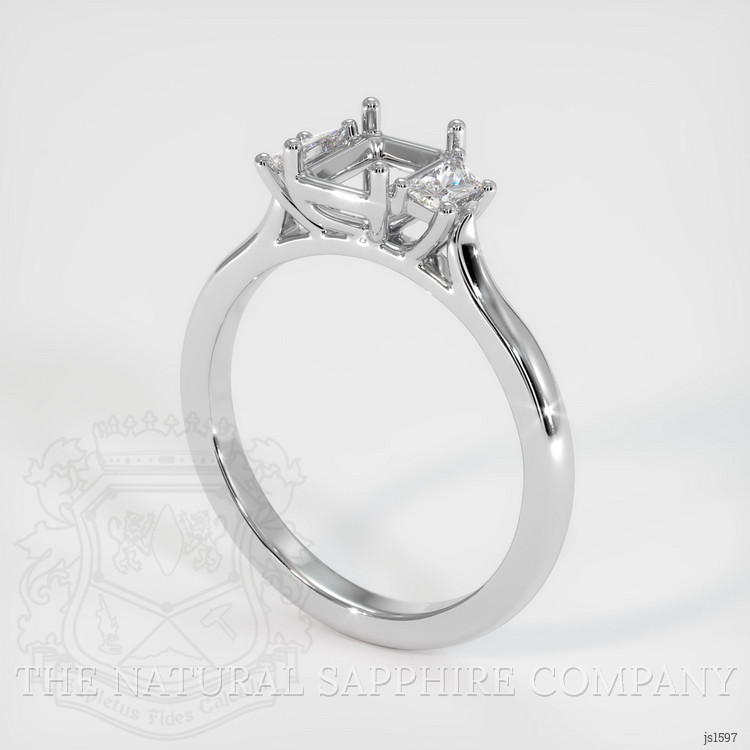 10K White Gold Three Stone Ring Setting