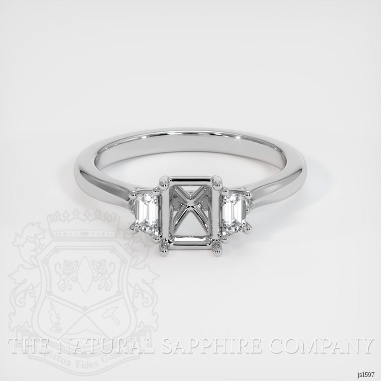 14K White Gold Three Stone Ring Setting