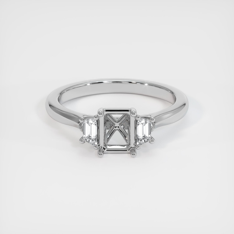 14K White Gold Three Stone Ring Setting