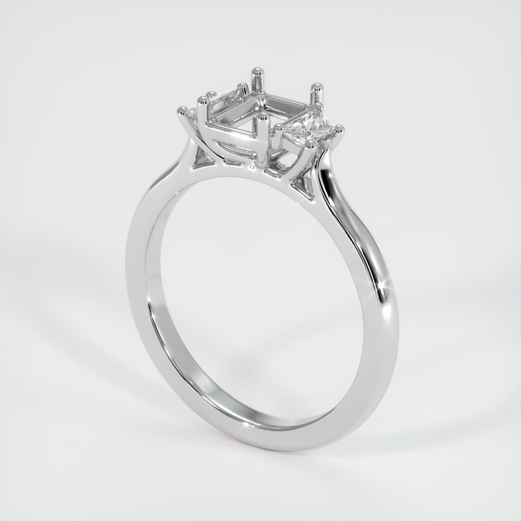 18K White Gold Three Stone Ring Setting