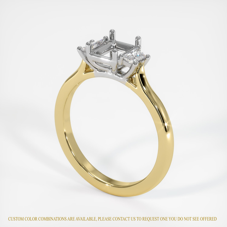 14K White & Yellow Three Stone Ring Setting