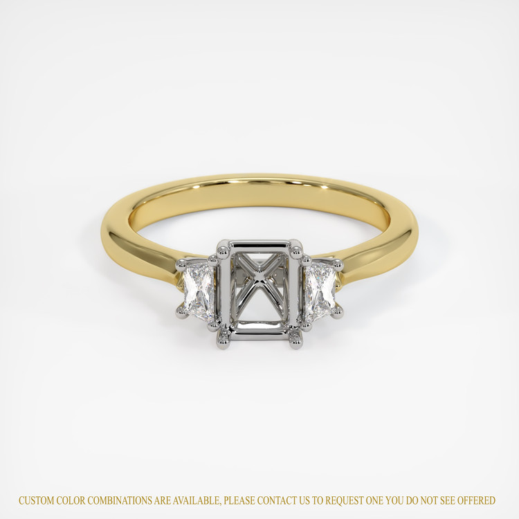 14K White & Yellow Three Stone Ring Setting