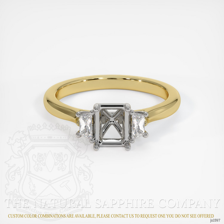 14K White & Yellow Three Stone Ring Setting