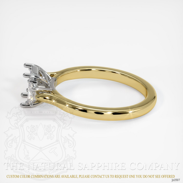 14K White & Yellow Three Stone Ring Setting