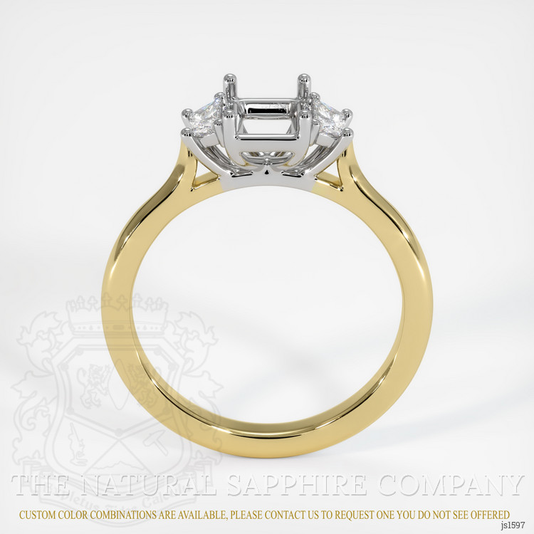 14K White & Yellow Three Stone Ring Setting