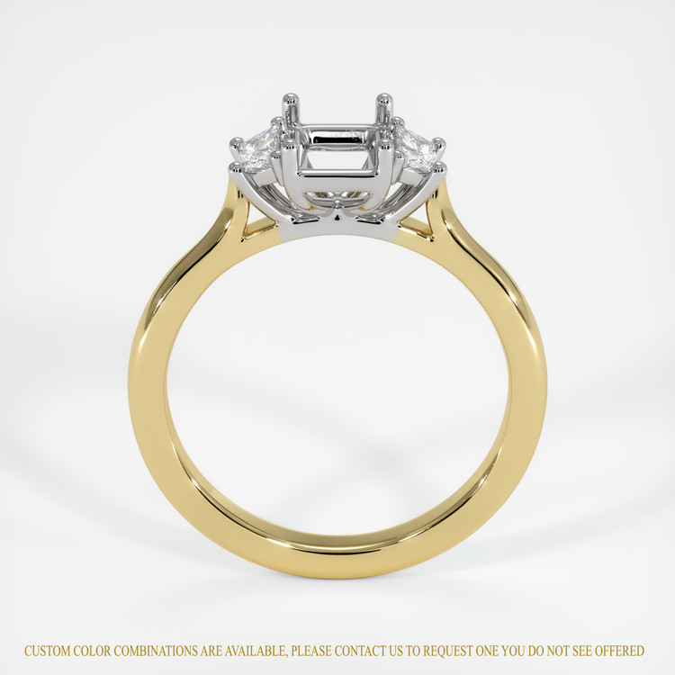 14K White & Yellow Three Stone Ring Setting