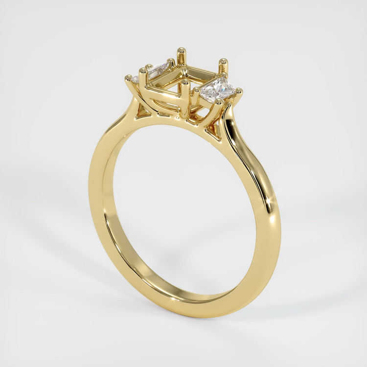 18K Yellow Gold Three Stone Ring Setting