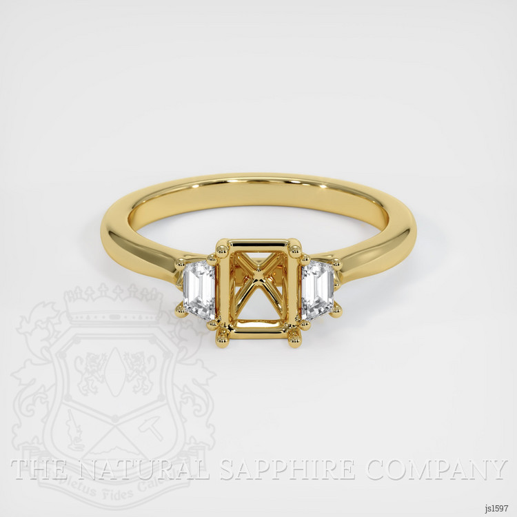 18K Yellow Gold Three Stone Ring Setting
