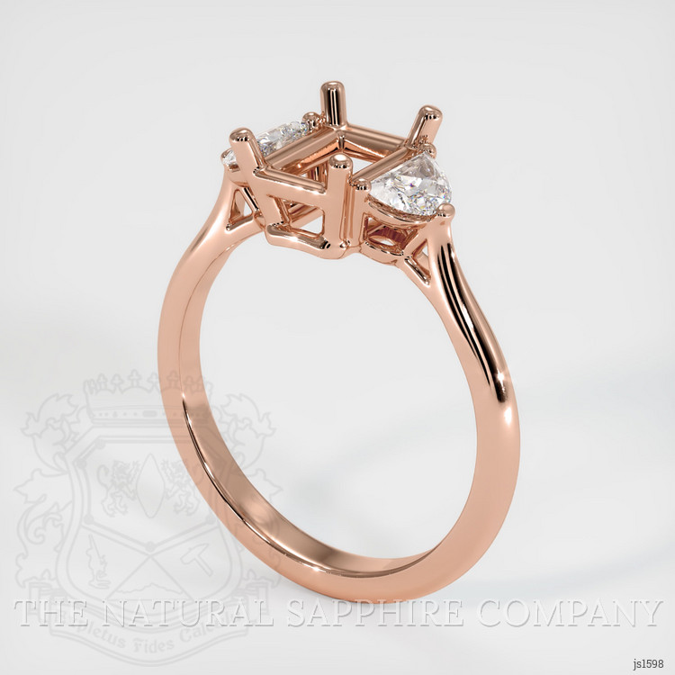 14K Rose Gold Three Stone Ring Setting