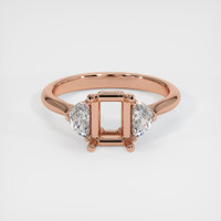 14K Rose Gold Three Stone Ring Setting Image