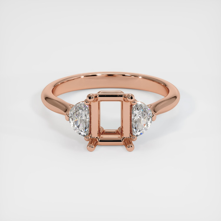 14K Rose Gold Three Stone Ring Setting