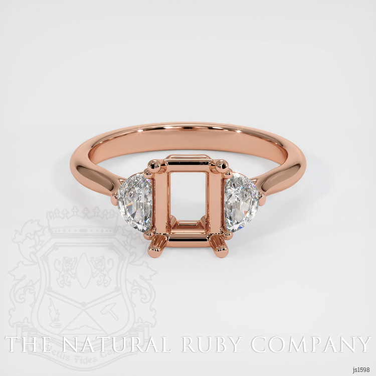 14K Rose Gold Three Stone Ring Setting